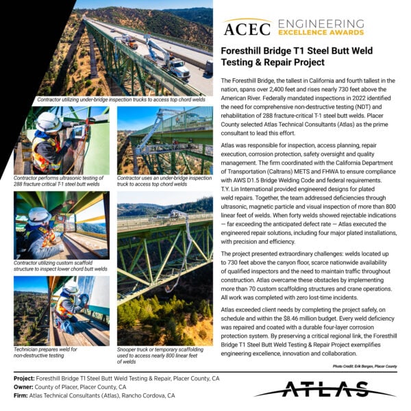 Atlas-Foresthill Bridge T-1 Steel Inspection