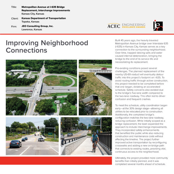 JEO Consulting Group, Inc. - Metropolitan Avenue at I-635 Bridge Replacement, Interchange Improvements