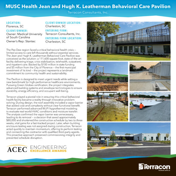 Terracon - MUSC Health, Jean and Hugh K. Leatherman Behavioral Care Pavilion