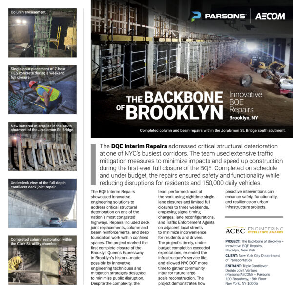 Triple Cantilever Design Joint Venture (Parsons AECOM) - The Backbone of Brooklyn – Innovative BQE Repairs